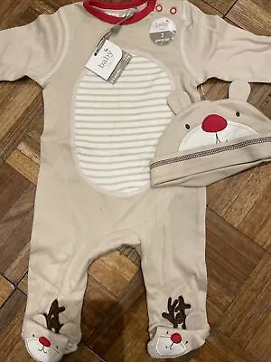 Baby Christmas Reindeer Outfit Set 0-3 Months *new* • £7