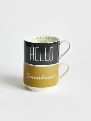 White Stuff Hello Sunshine Mugs Set Porcelain Dishwasher Safe Coffee Tea Cups • £8