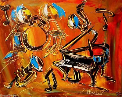 JAZZ MUSIC  By Mark Kazav  Abstract Modern CANVAS Original Oil Painting NR34T4 • $99