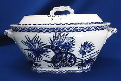 Large Flow Blue Soup Tureen Palm Pattern By T R Boote Staffordshire England • $129.99