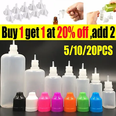 5-120ml Plastic Dropper Bottles Eye Liquid Oil Refillable Squeezable Containers • £19.99