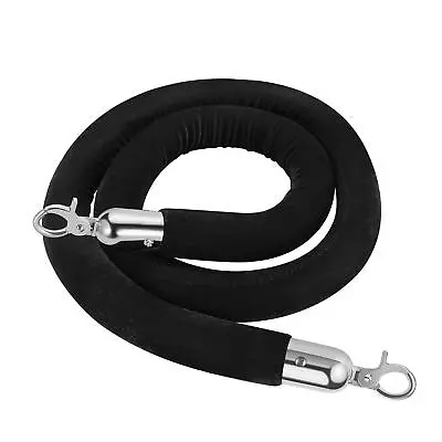 Velvet Stanchion Rope (5FT 1 Pack) 1.5  Thick Black Cord For Crowd Control • $17.99