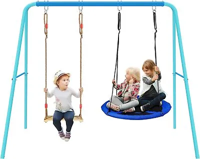 Heavy Duty Metal Swing Frame W/ Ground Stakes For Kids 2 Seat A-Frame Swing Sets • £59.99
