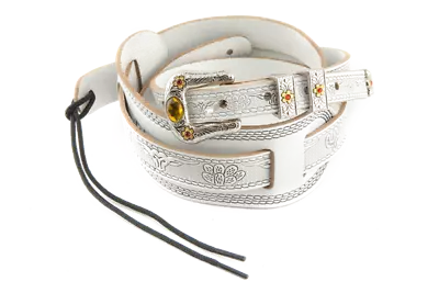 Genuine Gretsch Vintage Tooled Leather Adjustable Guitar Strap (White) • $42.19