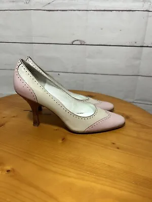 Etienne Aigner Heels Womens Size 8.5 Vintage Oxford Pumps Wingtip Pink Leather • $29