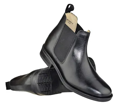 Mens Leather Chelsea Ankle High Smart Formal Casual Dealer Slip On Boots Shoes • £35.99
