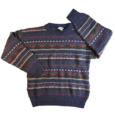 Vintage Alfani Coogi/Cosby-Style Multi-Textured Knit Sweater Small Acrylic Wool • $48.97