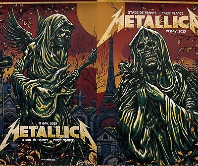 Metallica Poster Set Ap Paris France 2023 Munk One Signed Matching # Of 50 • $399.99