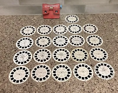 Vintage GAF ViewMaster 3D Reel Picture Viewer Red White Blue & 21 Assorted Reels • $11.75