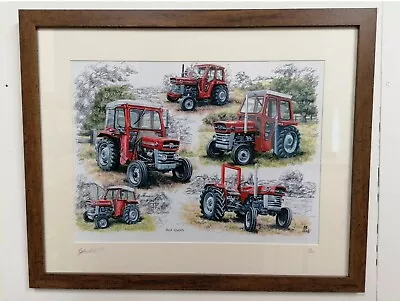 2 Framed Picture Prints Set Deal A4 Size Massey Ferguson 135 T20 Tractors Ltd • £79.99