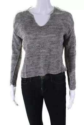 Vince Womens Thin Knit Y Neck Boxy Sweater Gray Size Extra Small • $2.99