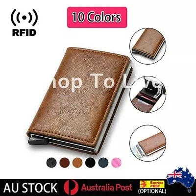 Rfid Blocking Credit Card Wallet Holder Purse Slim Leather Carbon Money Case • $12.49