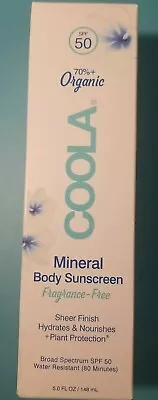 New COOLA Mineral Body Sunscreen Lotion Vegan SPF 50 Fragrance Free 148ml 5oz • $14.99