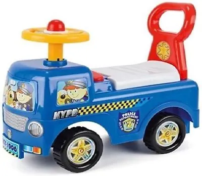 Push Along Sit On Ride On Police Car Walker Children With Storage Blue White Red • £26.95