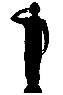 Saluting Wartime Soldier Silhouette Lifesize Cardboard Cutout / Standee • £32.99