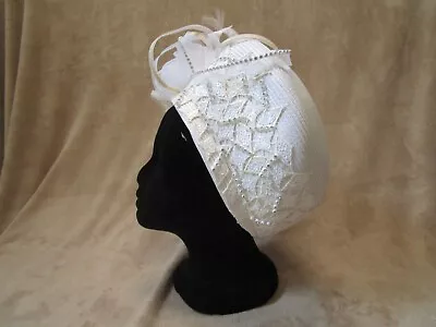 Ms Divine Hat White Church Bridal Derby Fancy Large Dress Wedding • $34.99