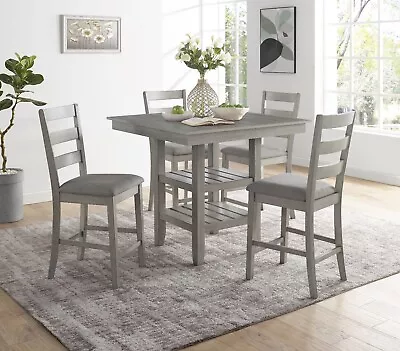 5 Pc Grey Counter Height Rectangular Table Chair Dining Room Furniture Set • $699