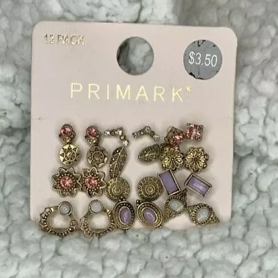 Assorted Pack Of 12 Pierced Earrings Flowers Balls Antique Gold Tone & Opal  NWT • $4.90