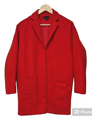 Topshop Wool Like Oversized Boyfriend Cocoon Blazer Coat Size 8 10 Red • £13.75