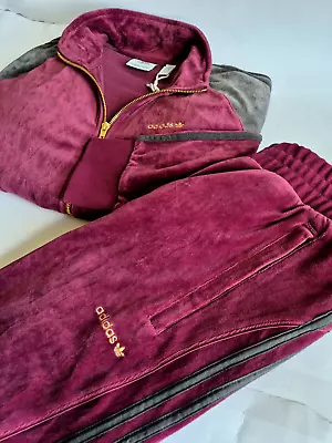 Adidas Gold Fine Womens Velour Full Tracksuit Jacket/PantsNWithout Size M Worl. • £129.99