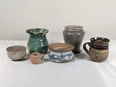 Mid Century Style Art Pottery Lot Of Ceramics (Cups And Vase) • $29.95