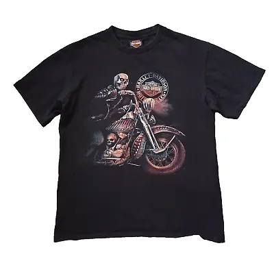 Harley Davidson Mens T Shirt M Black Classic Motorcycle Skull Logo Graphic 2018 • $21.79