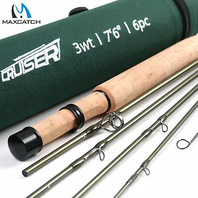 Maxcatch Travel Fly Fishing Rod 2/3/4wt 7'6'' 6PcsIM10 Carbon BlankFast Action • $70.13