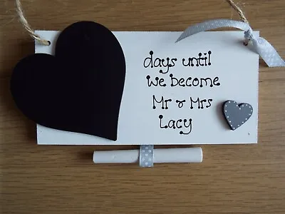 £5.69 • Buy Personalised Wedding Countdown Chalkboard Sign Plaque Engagement Gift Mr & Mrs
