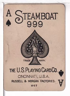 Single Playing Card Spade Ace  Steamboat 999  Russell Morgan USA 1910's • $6