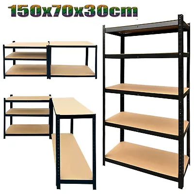 150cm - 5 Tier Metal Shelving Unit Storage Racking Shelves Garage Warehouse Shed • £23.40