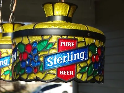 Vtg 1976 Heileman Brewing Co Sterling Pure Beer Hanging Lamp Stained Glass Look • $80