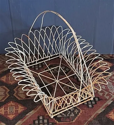 Vintage Shabby French Country White Metal Wire Garden Planter Flower Basket • $55