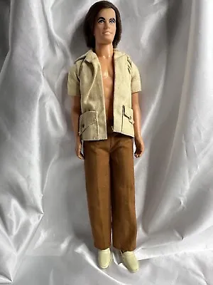 Vtg 1968  Sixties Mod Hair Ken Barbie Doll Shirt Pockets Pants Shoes Brown • $74.98