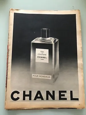 ◕ Vintage Advertising Eau De Cologne Chanel Paris ◕ 60s ◕ 1 P. ◕ • £5.47