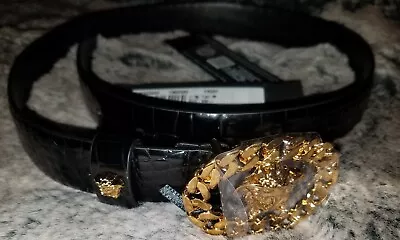 Versace Young Girl's La Medusa Head Buckle Leather Black/gold M $265+ AUTHENTIC  • $155