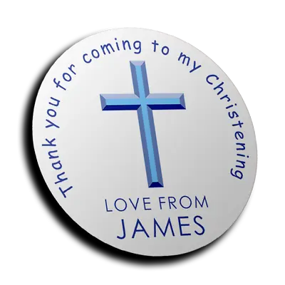 £2.59 • Buy Personalised Christening Baptism Stickers With Blue Cross For Sweet Cones