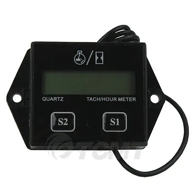 Black Digital Hour Meter Tachometer Gauge For 2 / 4 Stroke Gas Engines Dirt Bike • $7.99