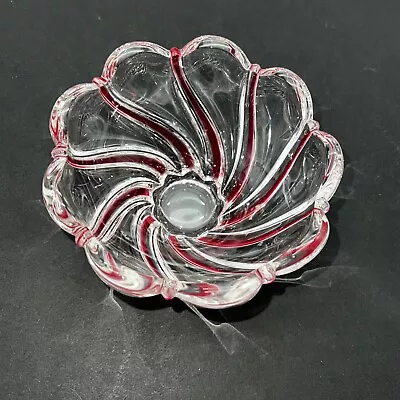 Vintage Mikasa Peppermint Red Swirl Candy Dish Scalloped Edges • $9.99