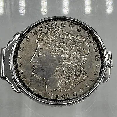 1921 Morgan Silver Dollar Set In Sterling Money Clip E Pluribus Unum Anson Mark • $99.95