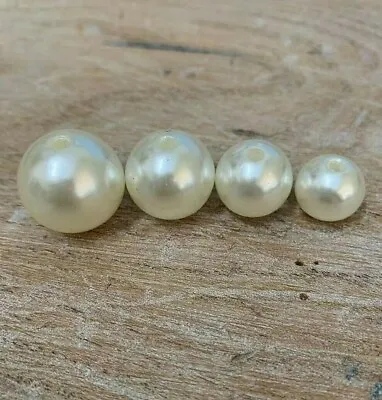£2.99 • Buy Wedding Sewing Quality Acrylic Faux Large Pearls Ivory Pearl Beads 12.14.16.18mm