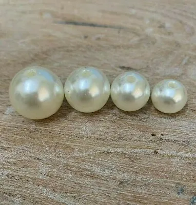 Wedding Sewing Quality Acrylic Faux Large Pearls Ivory Pearl Beads 5 Sizes • £3.25