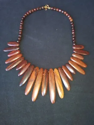 Vintage  Gerda Lynggaard Monies Wood Statement Necklace? No Tag • $44.99