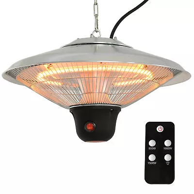 Outsunny Hanging Halogen Patio Heater 1500W 240V-Silver • £49.94