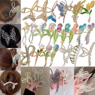 Metal Hair Clip Claws Women Butterfly Flower Pearl Rhinestone Hair Accessories  • £3.83