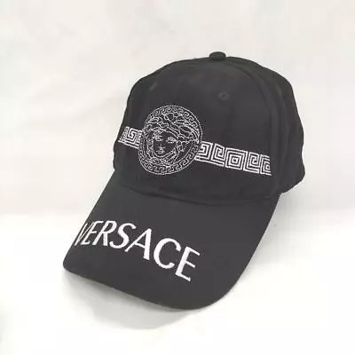 VERSACE Hat Cap Cotton Medusa Logo Black Accessory For Men Made In Italy Used • $140.79