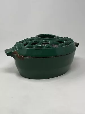 John Wright Forest Green Enameled Cast Iron Lattice Steamer Stovetop Humidifier • $47.99