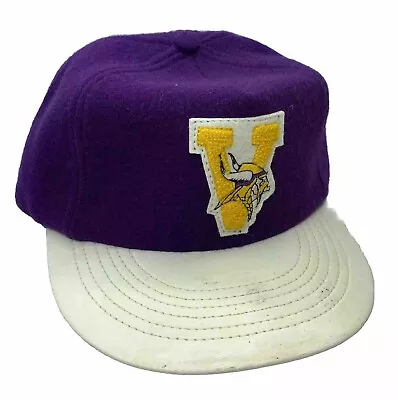 Vintage Minnesota Vikings Snapback Hat Cap Embroidered Purple Wool Union USA • $24.98