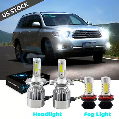 For Toyota Highlander 2010 2009 - 4x LED Headlight High/Low Beam Fog Light Bulbs • $28.98