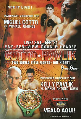 Vintage Original Miguel Cotto V Mike Jenning Kelly Pavlik Boxing Fight Poster • $12.95