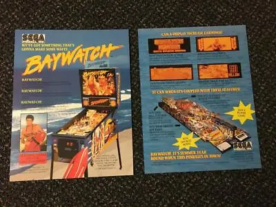 2 1994 Factory Original Sega Baywatch Pinball Flyer With Bonus • $10